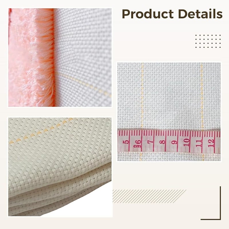 Monks Cloth Fabric 4.92x4.92 Ft Cotton with Yellow Stripes for Rug Tufting and Punch Needle - Image 2